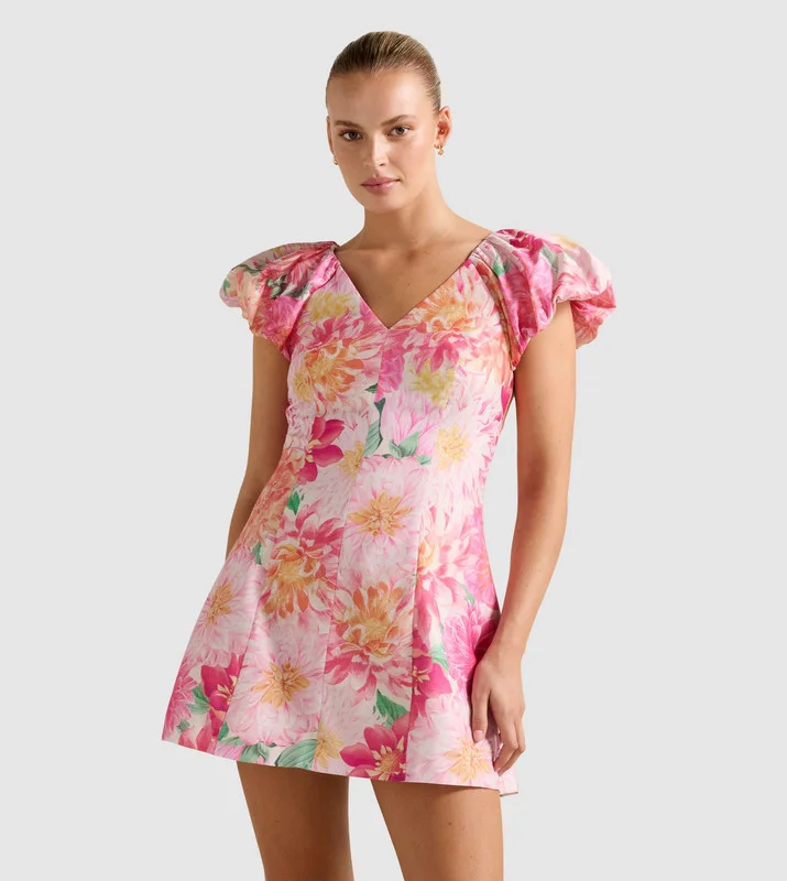 فورايفر نيو ELYSSA Printed Puff Sleeves Mini Dress